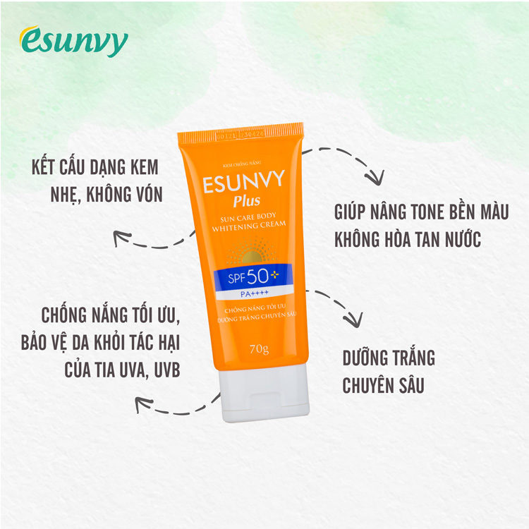 Esunvy Plus Sun care Body Whitening Cream SPF50+/ PA++++ 70g 1