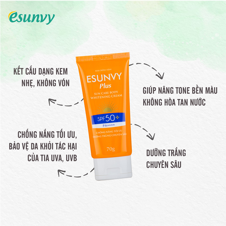 Esunvy Plus Sun care Body Whitening Cream SPF50+/ PA++++ 70gr 1